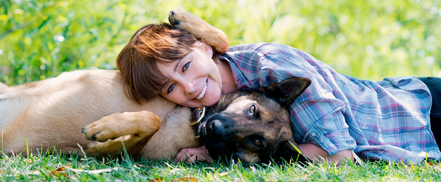 Mathilde with one of her movie dogs