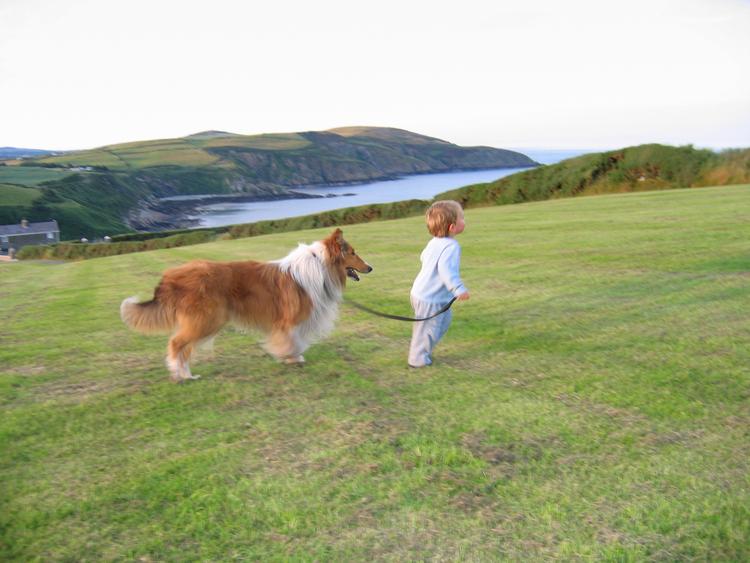 Mathilde with one of her movie dogs