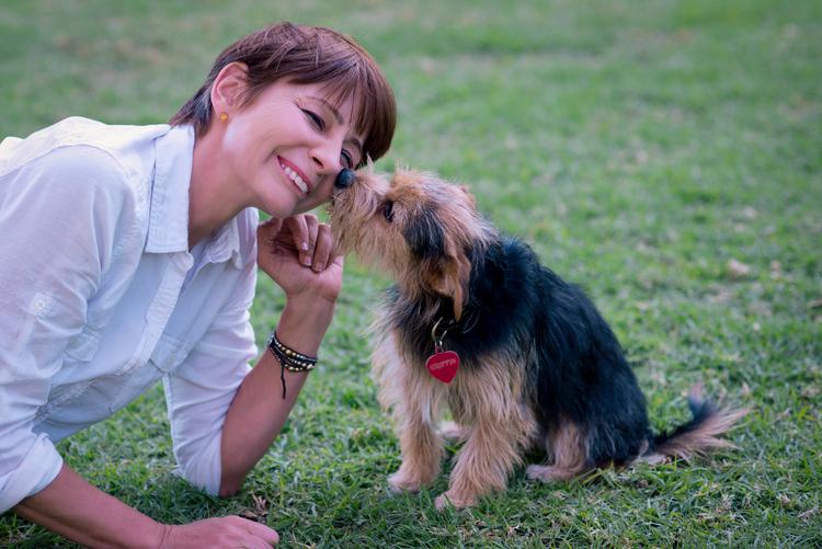 Mathilde with one of her movie dogs