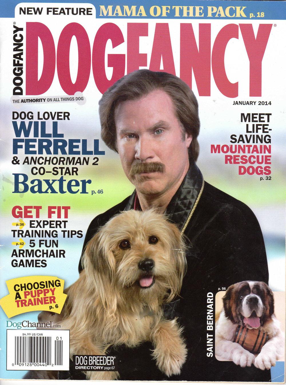 Dog Fancy Magazine cover, Will Ferrell holding Quince