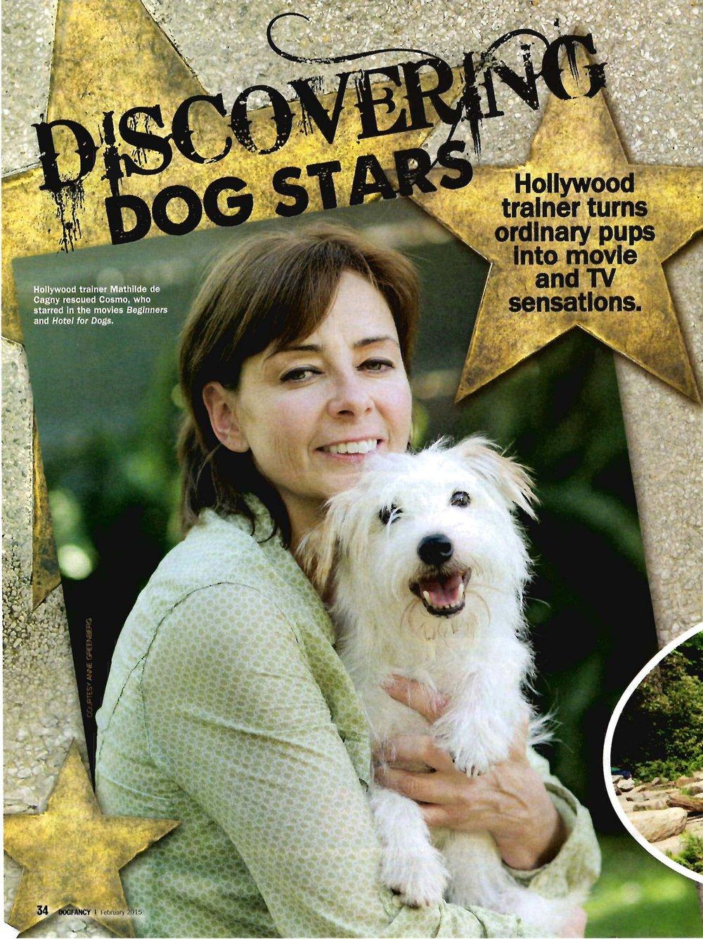 Dog fancy magazine cover, Mathilde holding Cosmo